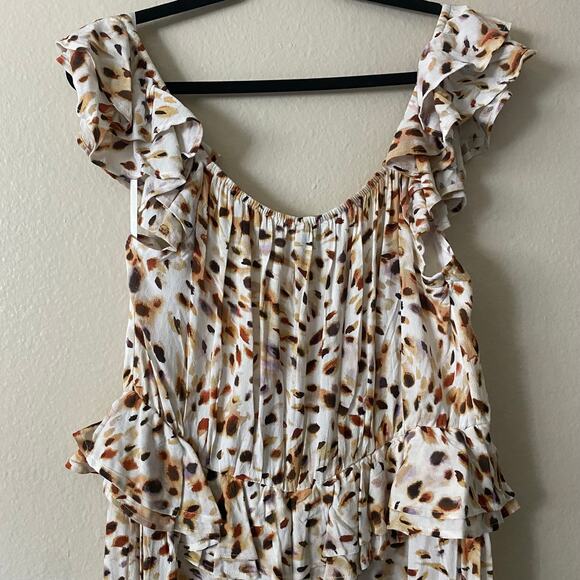 Sofia Dress Maxi Midi Sweetheart Ruffle Boho Cottagecore Animal Print SZ Large - Picture 6 of 13